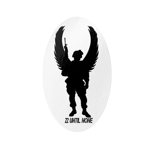 Oval Vinyl White Vinyl Decal Black Logo