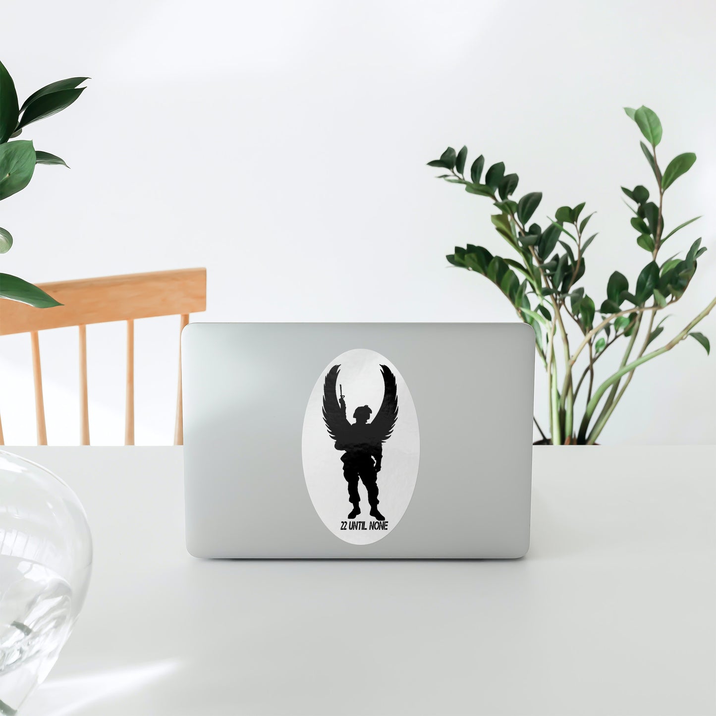 Oval Vinyl White Vinyl Decal Black Logo