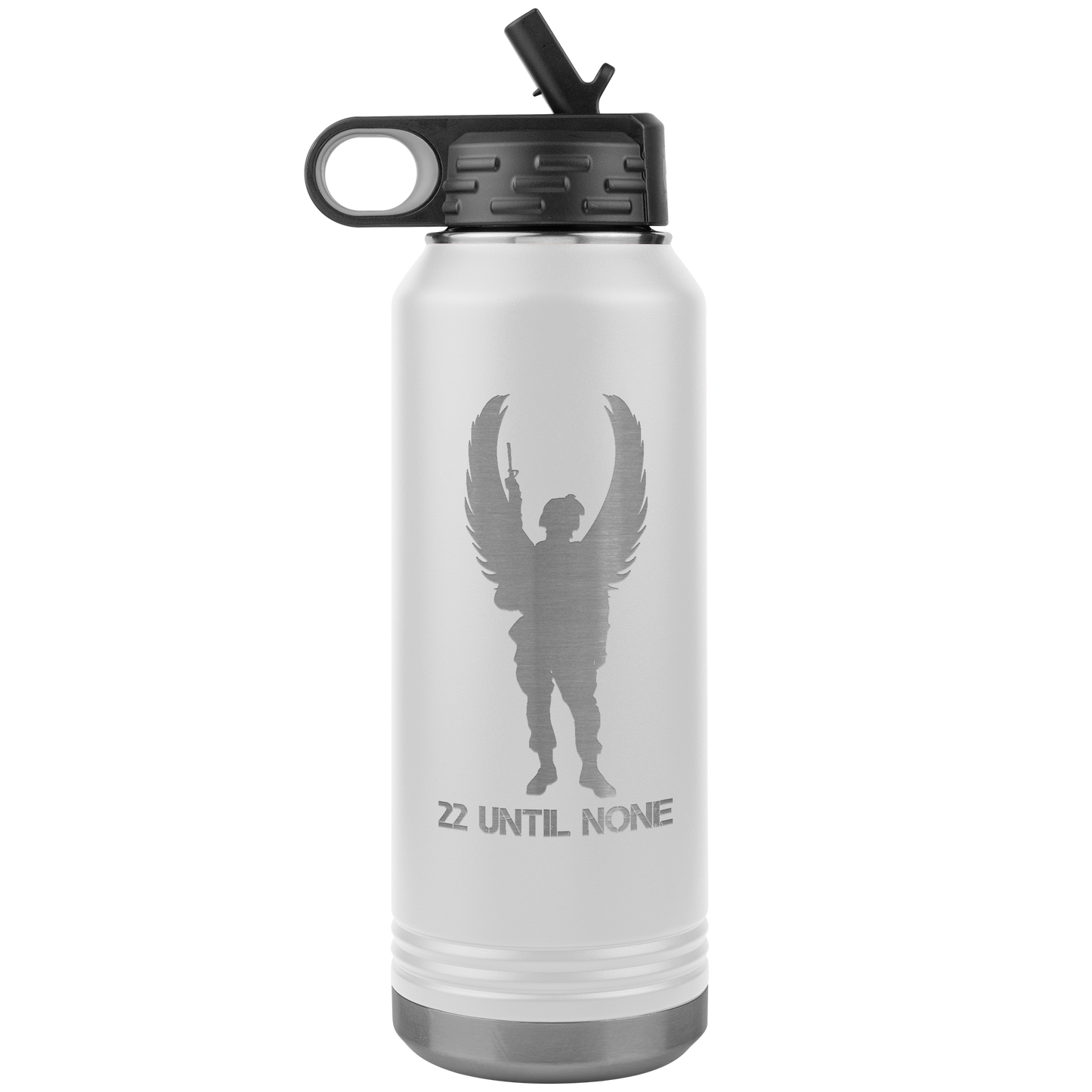 32 oz vaccum insulated water bottle - white logo