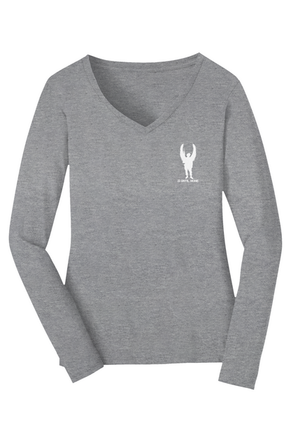 Womens White Logo Fan Favorite V Neck Tee
