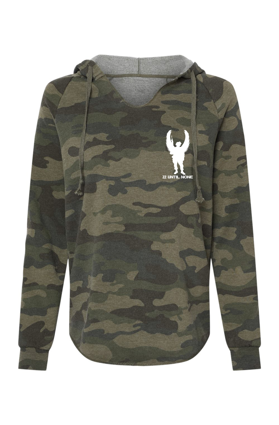 White Logo Womens Lightweight Camo Hooded Sweatshirt
