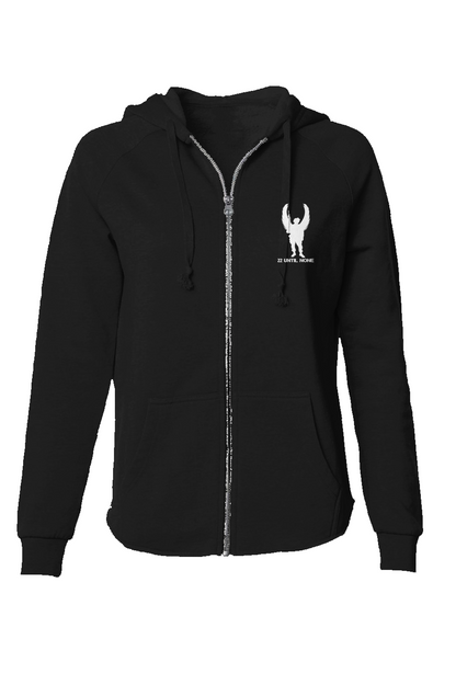 Womens White Logo Lightweight Wash Zip Hoodie