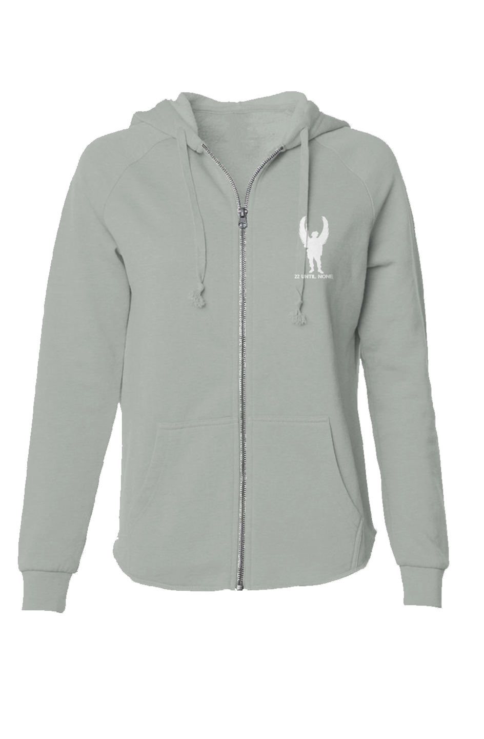 Womens White Logo Lightweight Wash Zip Hoodie