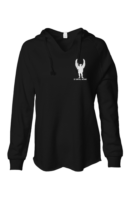 Womens White Logo Lightweight  Wash Hooded Sweatshirt