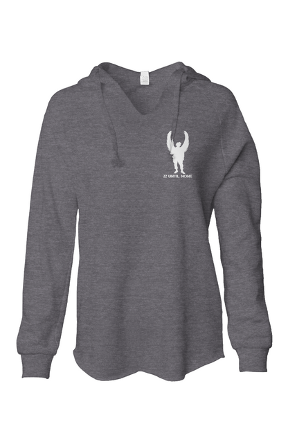 Womens White Logo Lightweight  Wash Hooded Sweatshirt